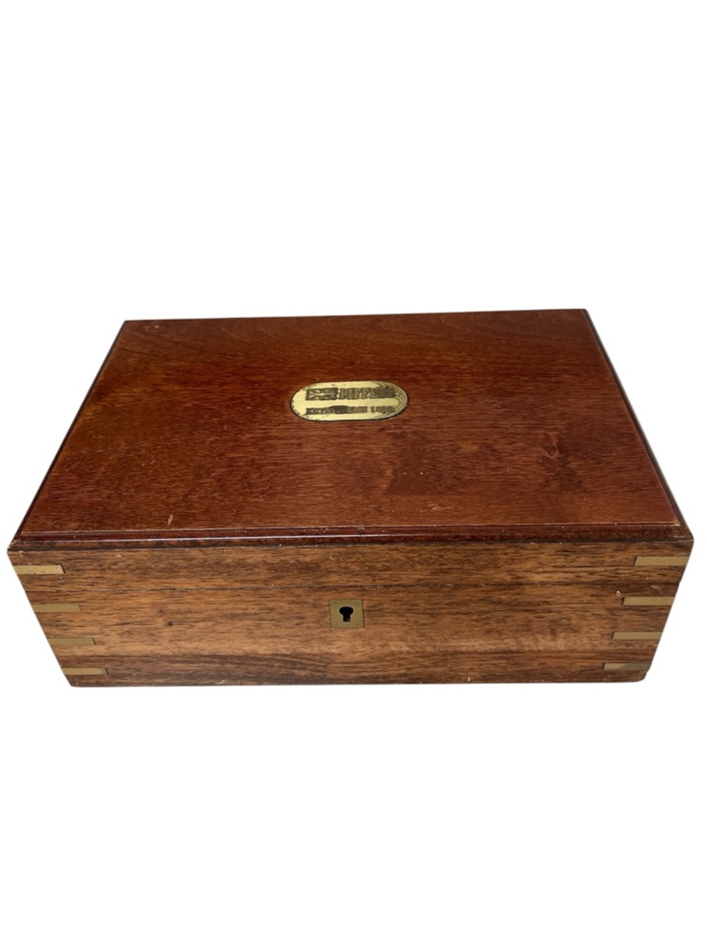 Piffers Khyber Pass Wooden Campaign Box Hinged Chest Rectangular Brass Inlay